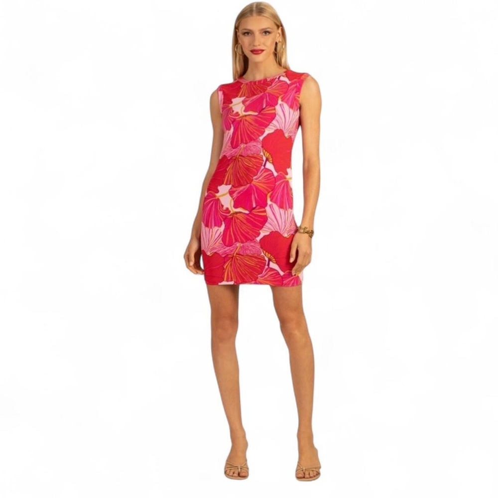 Trina Turk Pink and Red Floral Sheath Mini Dress